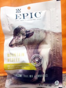 Epic Mountain Medley Mix, almonds, macadamia nuts, beef jerky, apples